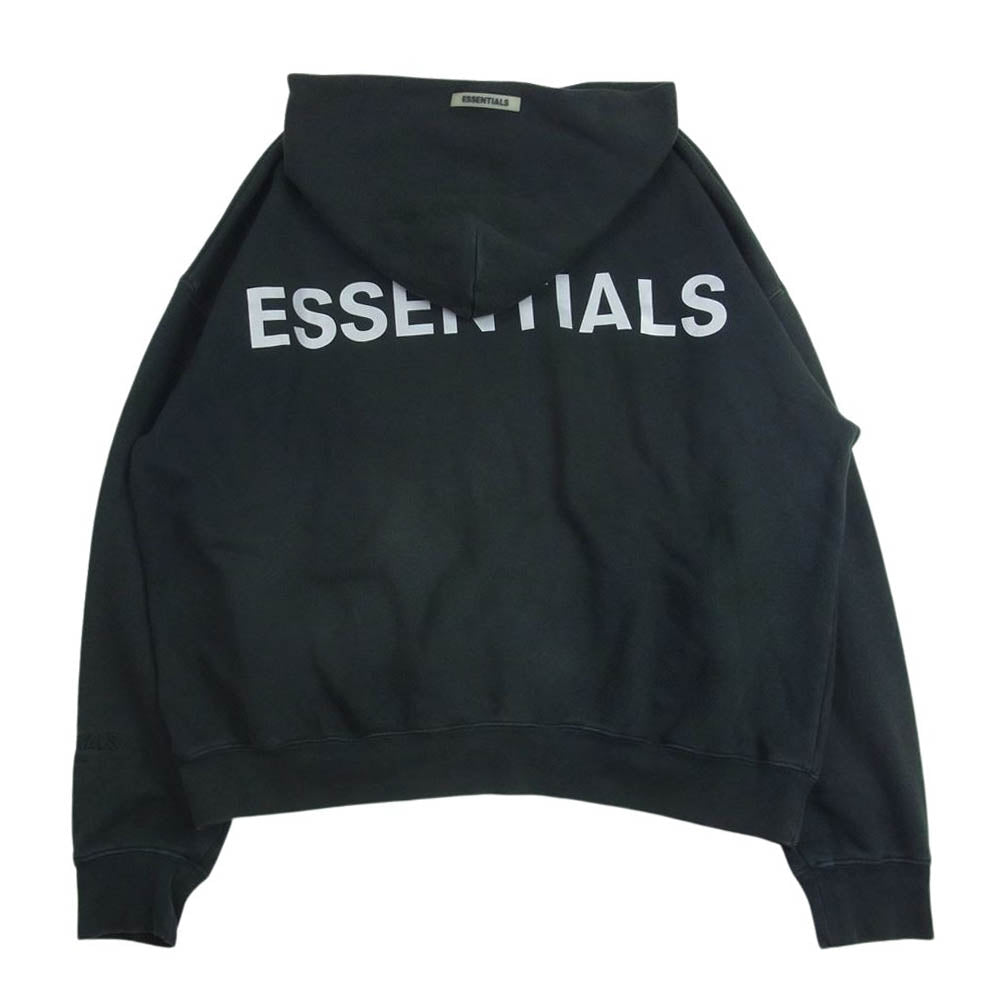 FEAR OF GOD フィアオブゴッド FOG ESSENTIALS エッセンシャルズ 国内正規品 リフレクティブ バックロゴ プルオーバー パーカー フーディ ブラック系 L【中古】