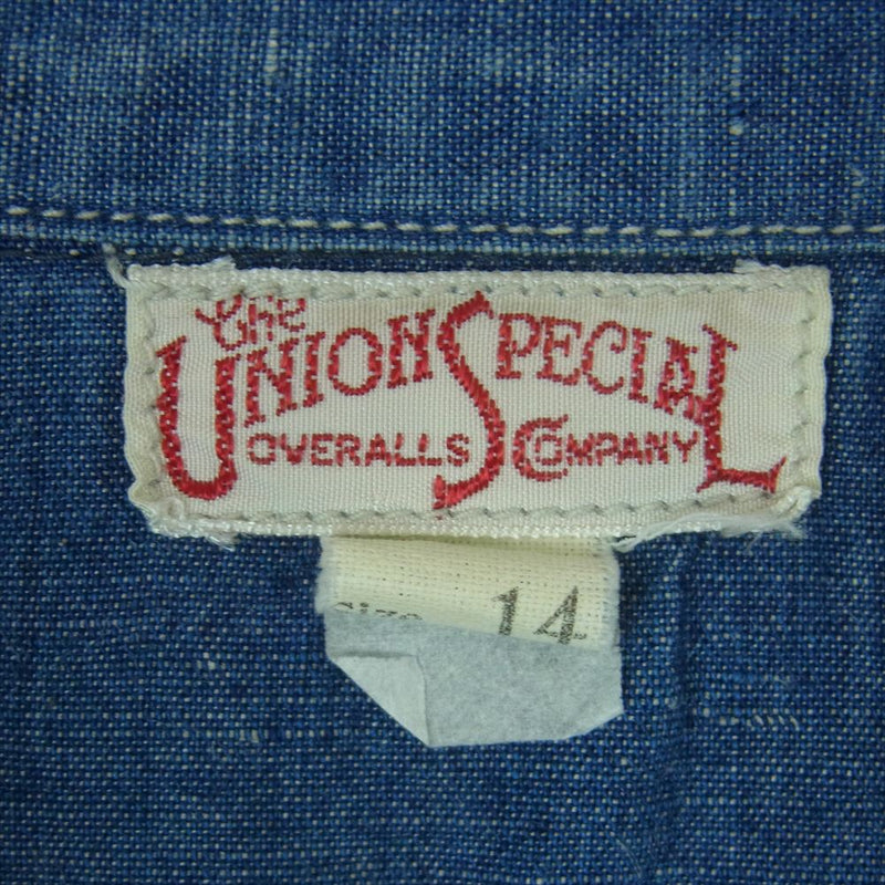 FREEWHEELERS フリーホイーラーズ UNION SPECIAL 長袖 ワーク シャツ インディゴブルー系 14【中古】