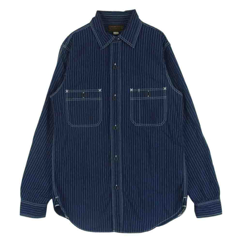 FREEWHEELERS フリーホイーラーズ UNION SPECIAL OVERALLS ウォバッシュ ワーク 長袖 シャツ ダークネイビー系 14【中古】