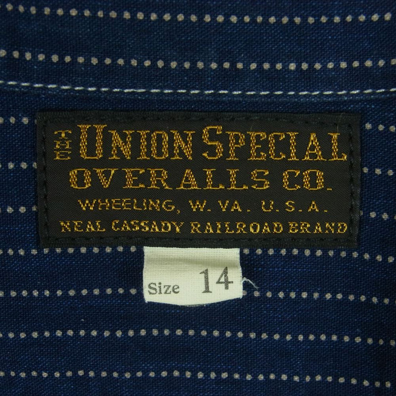 FREEWHEELERS フリーホイーラーズ UNION SPECIAL OVERALLS ウォバッシュ ワーク 長袖 シャツ ダークネイビー系 14【中古】