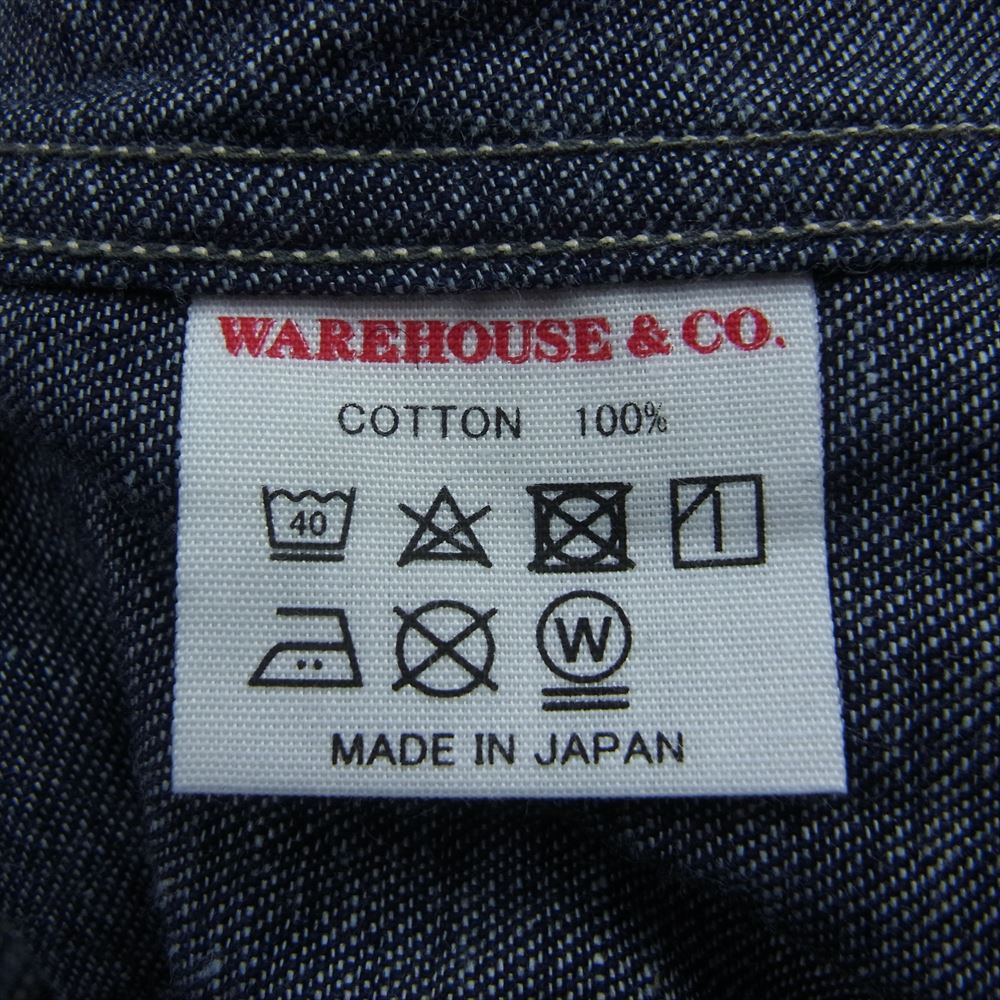 WAREHOUSE ウエアハウス 2119 SHOP COAT ライトオンス デニム ショップ コート インディゴブルー系 36【中古】