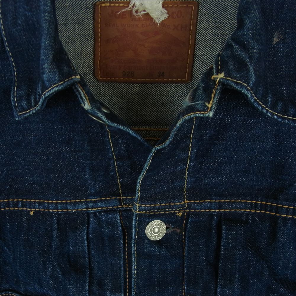 The REAL McCOY'S ザリアルマッコイズ 926 JOE McCOY ジョーマッコイ 2nd Type Denim Jacket セカンド タイプ デニム ジャケット インディゴブルー系 W34【中古】