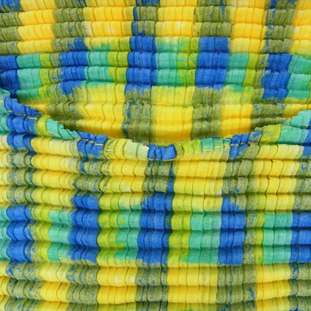 ISSEY MIYAKE イッセイミヤケ im74fj520 チェック柄 プリーツ加工 半袖カットソー グリーン系 M【中古】