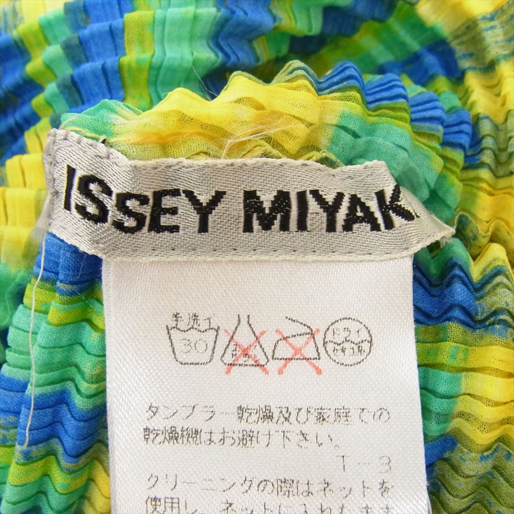 ISSEY MIYAKE イッセイミヤケ im74fj520 チェック柄 プリーツ加工 半袖カットソー グリーン系 M【中古】