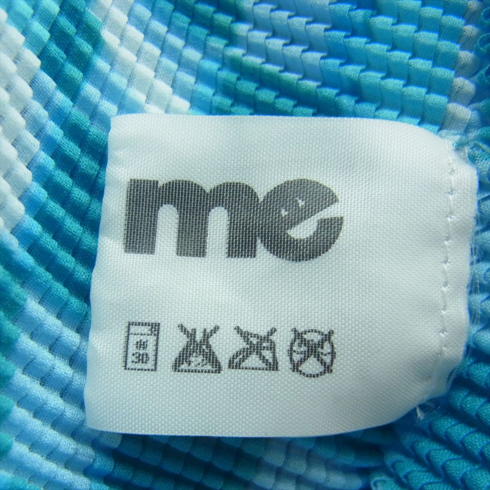 ISSEY MIYAKE イッセイミヤケ mi71fk323 Me ミー 不思議の国のアリス 市松総柄 ボックスプリーツ加工 ボトルネック フレンチ スリーブ カットソー ライトブルー系【中古】