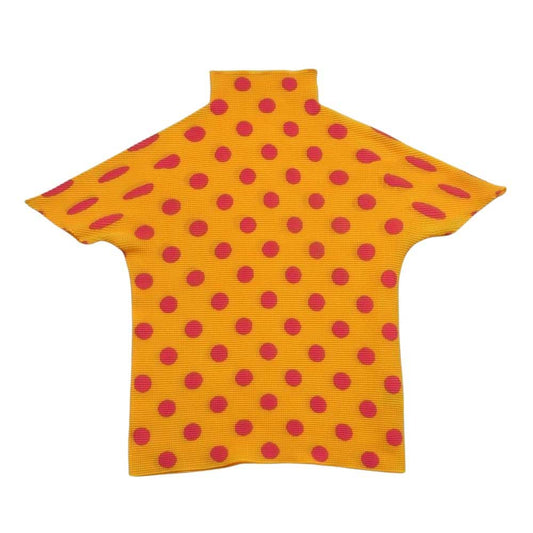 ISSEY MIYAKE イッセイミヤケ pp68fk518 Me ミー ドット柄 ボトルネック ボックスプリーツ加工 半袖 カットソー イエロー系 ピンク系 3【中古】