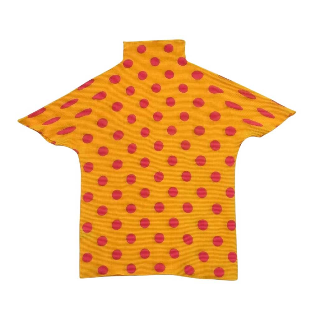ISSEY MIYAKE イッセイミヤケ pp68fk518 Me ミー ドット柄 ボトルネック ボックスプリーツ加工 半袖 カットソー イエロー系 ピンク系 3【中古】