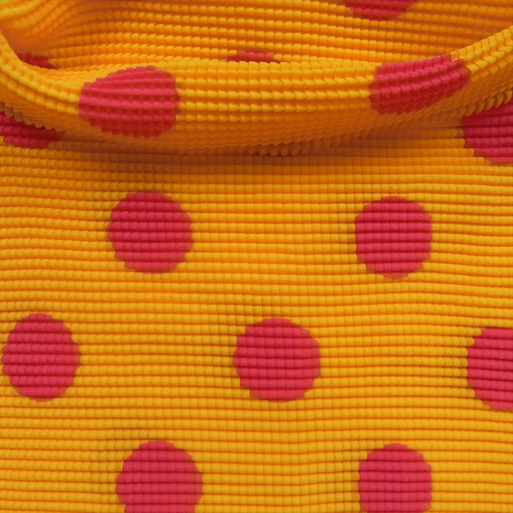 ISSEY MIYAKE イッセイミヤケ pp68fk518 Me ミー ドット柄 ボトルネック ボックスプリーツ加工 半袖 カットソー イエロー系 ピンク系 3【中古】