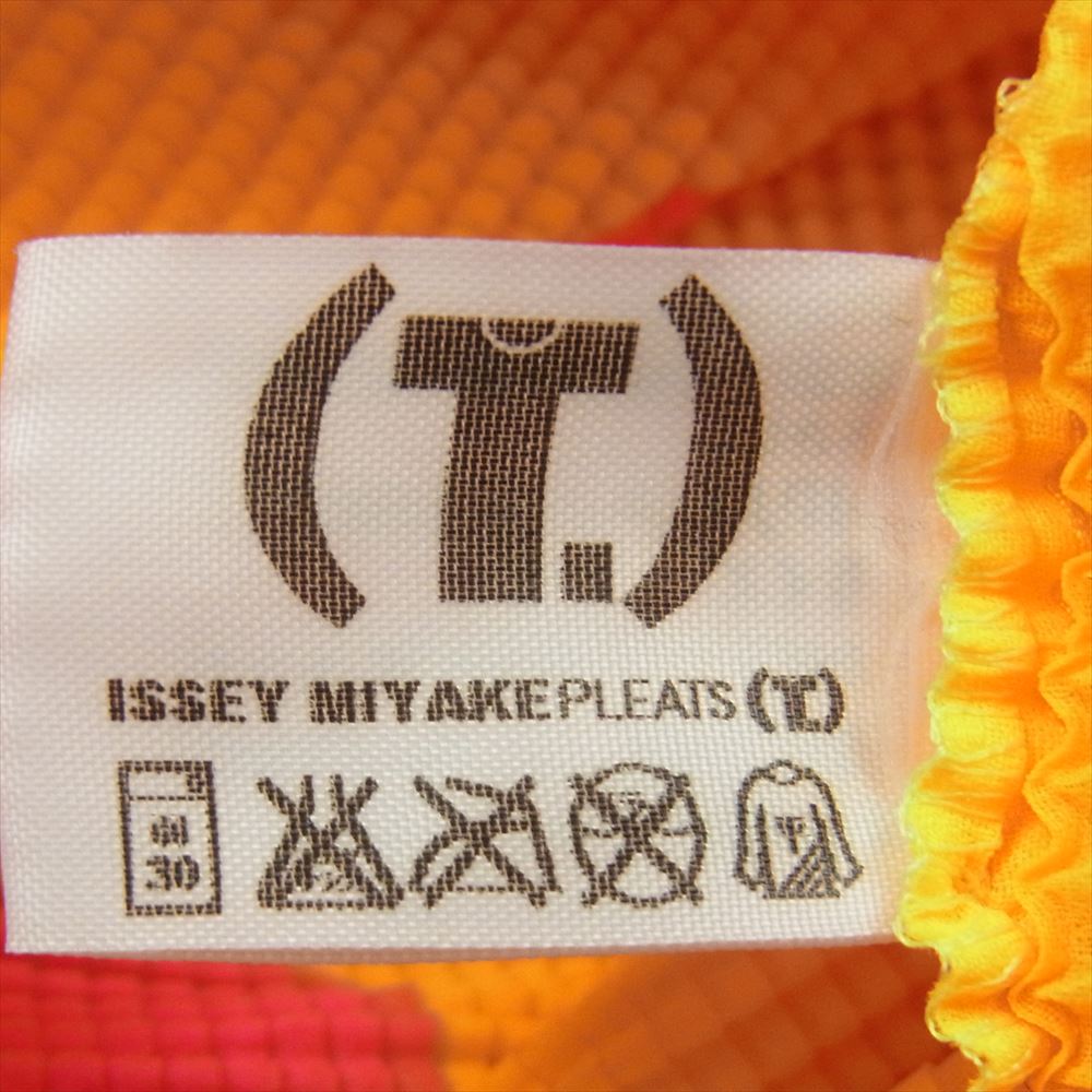 ISSEY MIYAKE イッセイミヤケ pp68fk518 Me ミー ドット柄 ボトルネック ボックスプリーツ加工 半袖 カットソー イエロー系 ピンク系 3【中古】