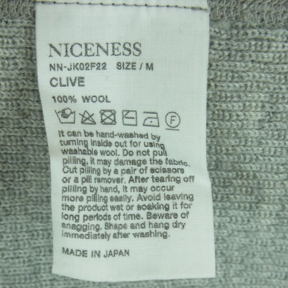 ナイスネス 22AW NN-JK02F22 CLIVE クルーネック ウール ニット 日本製 グレー系 M【中古】