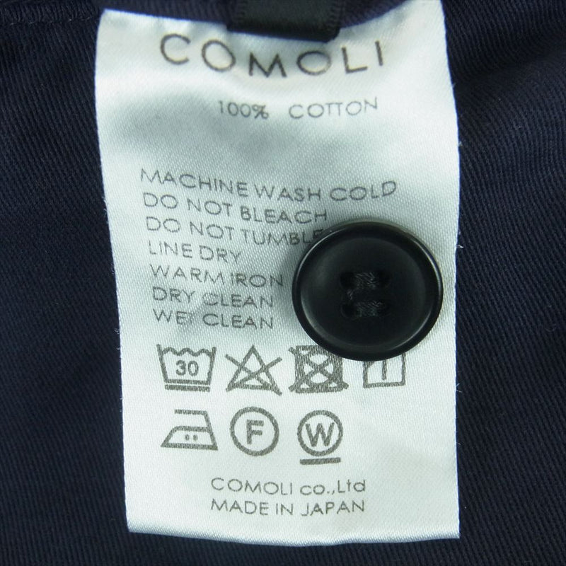 COMOLI コモリ 21AW U3-03001 製品染 バックストラップ パンツ シンチバック ダークネイビー系 2【中古】