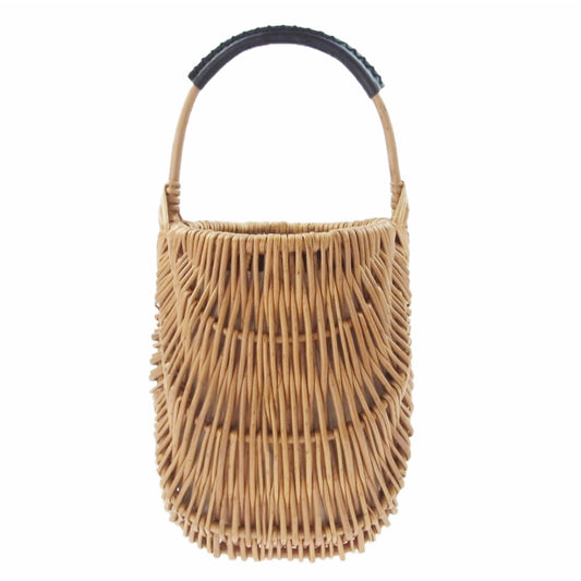 ツル バイ マリコオイカワ × Pale Jute ペールジュート 裏地レオパード バスケット カゴ バッグ ブラウン系【中古】