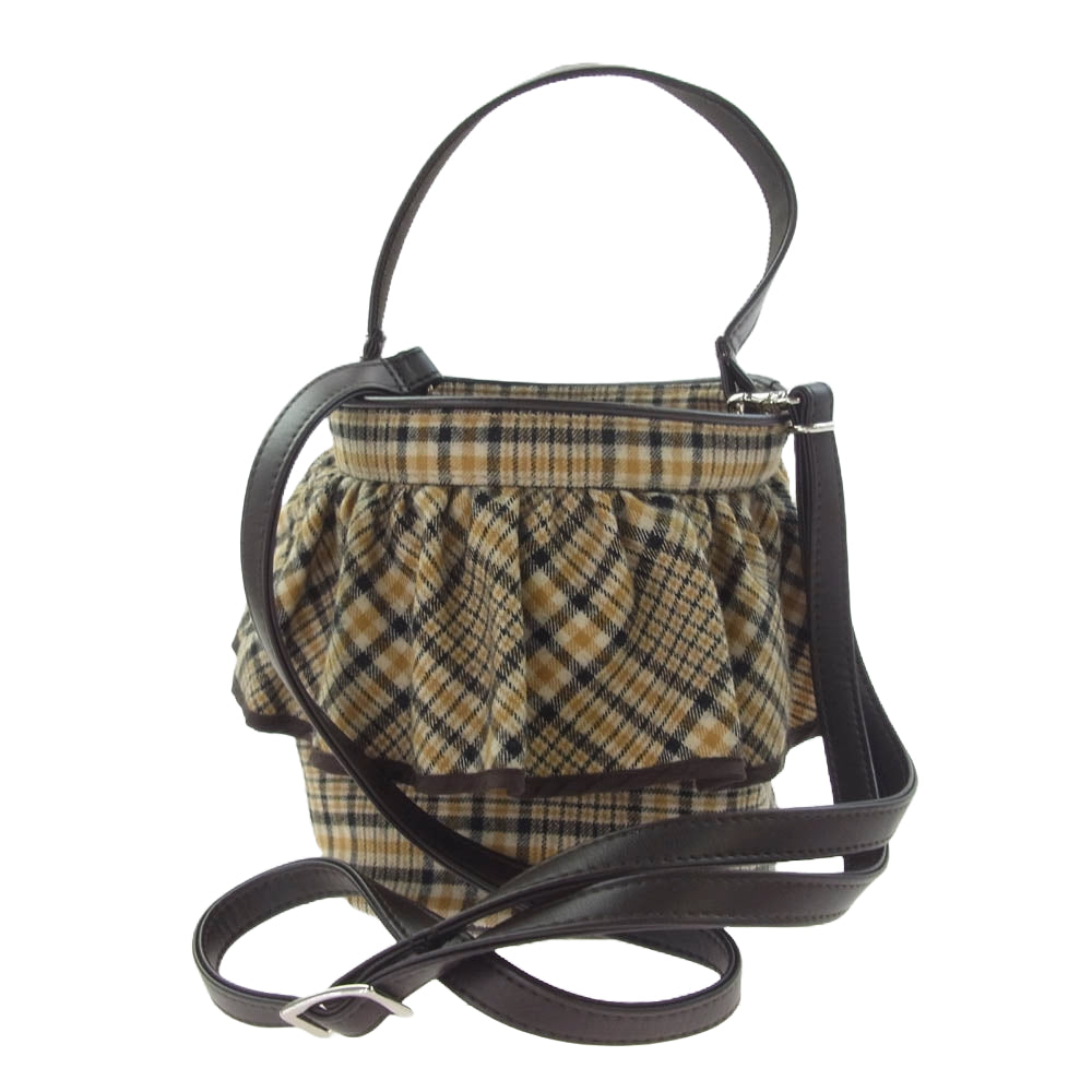 セツコサジテール シティ インナー巾着付き 2WAY ショルダー ハンド バッグ チェック【中古】
