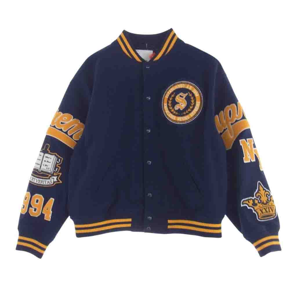 Supreme シュプリーム 24SS Veritas Varsity Jacket パイルワッペン バーシティージャケット スタジアムジャケット スタジャン ブルー系 XL【美品】【中古】