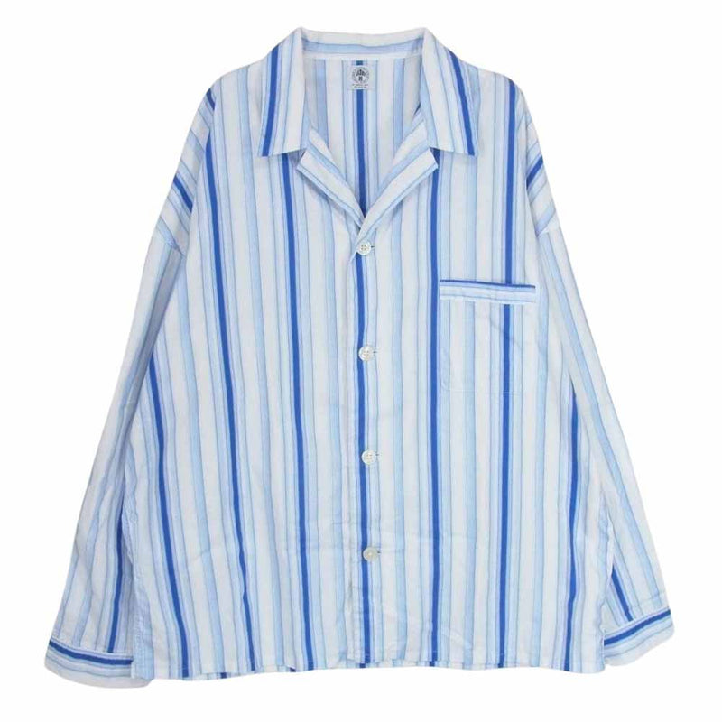 SAINT MICHAEL セントマイケル SM-S22-0000-047 PJ SHIRT STRIPE ストライプ パジャマシャツ ブルー系 XL【中古】