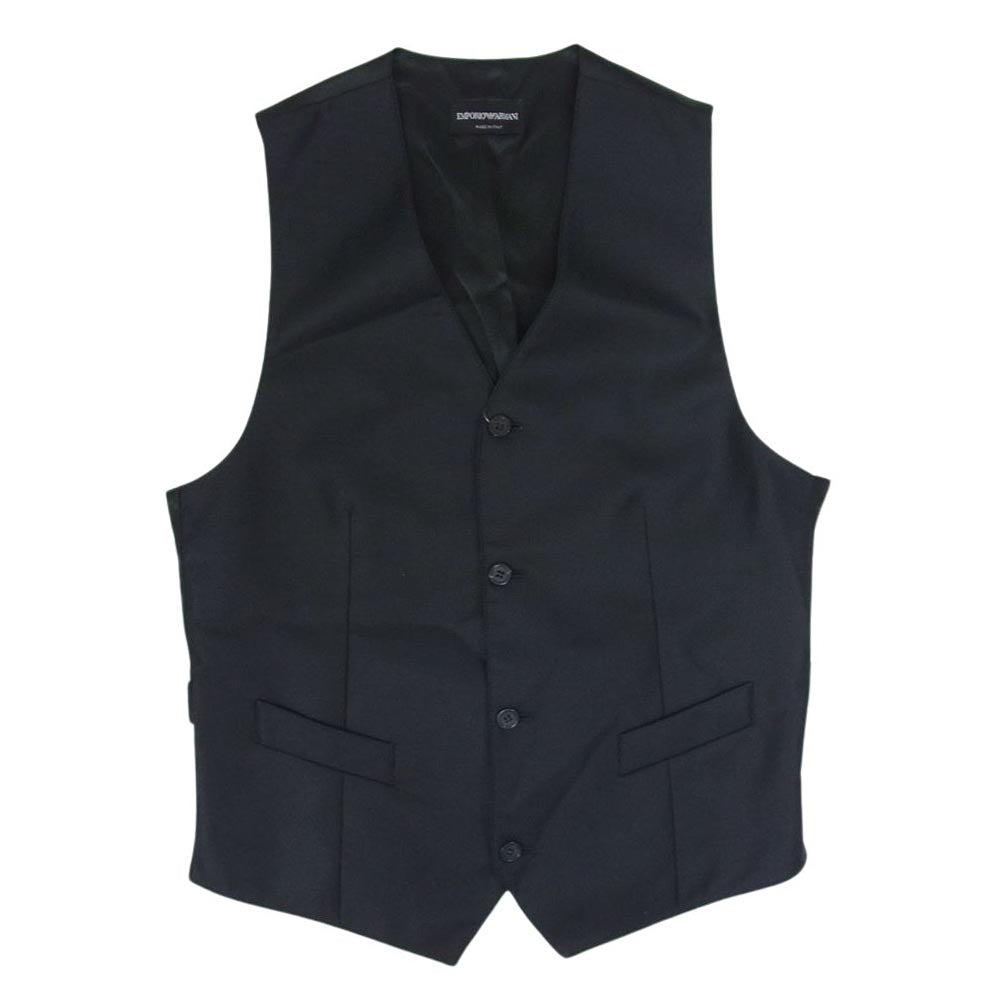 Emporio Armani エンポリオ・アルマーニ U1K020 U1105 異素材切替 ベスト ジレ ブラック系 46【中古】