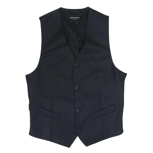 Emporio Armani エンポリオ・アルマーニ U1K020 U1105 異素材切替 ベスト ジレ ブラック系 46【中古】