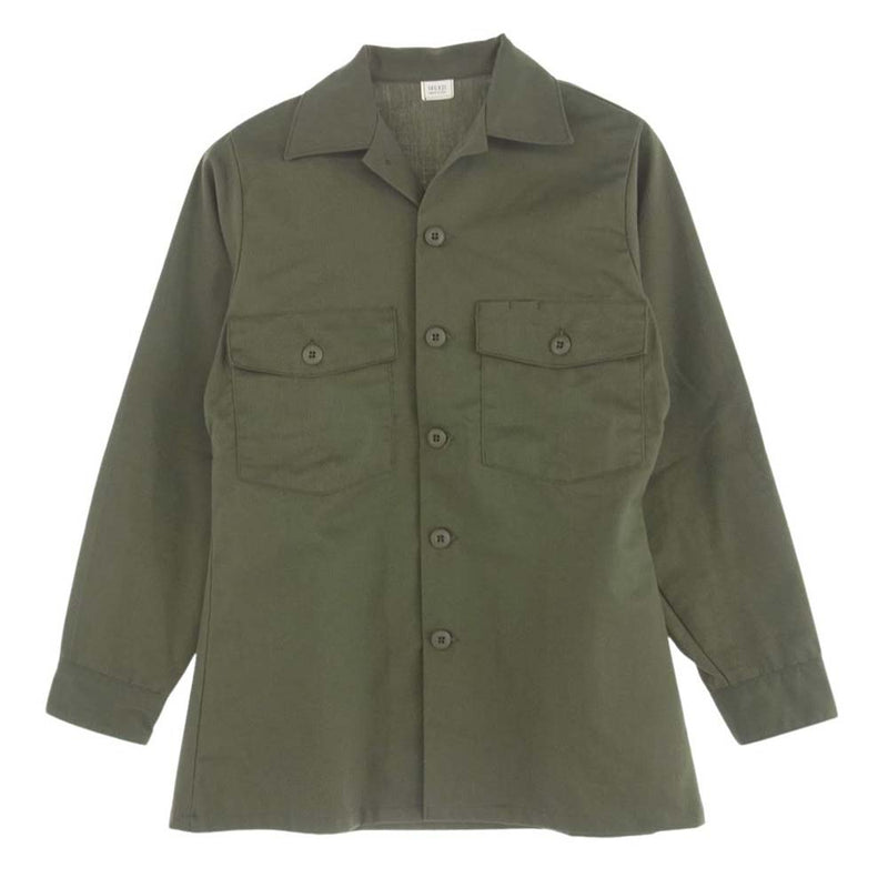 ユーエスアーミー 8405-00-614-9970 ヴィンテージ 80s UTILITY SHIRT ユーティリティ シャツ カーキ系 14 1/2 X31【中古】