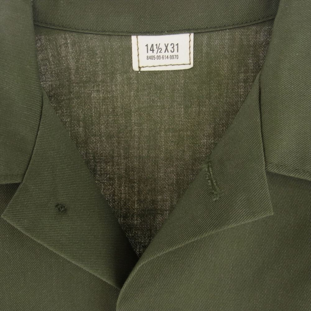 ユーエスアーミー 8405-00-614-9970 ヴィンテージ 80s UTILITY SHIRT ユーティリティ シャツ カーキ系 14 1/2 X31【中古】
