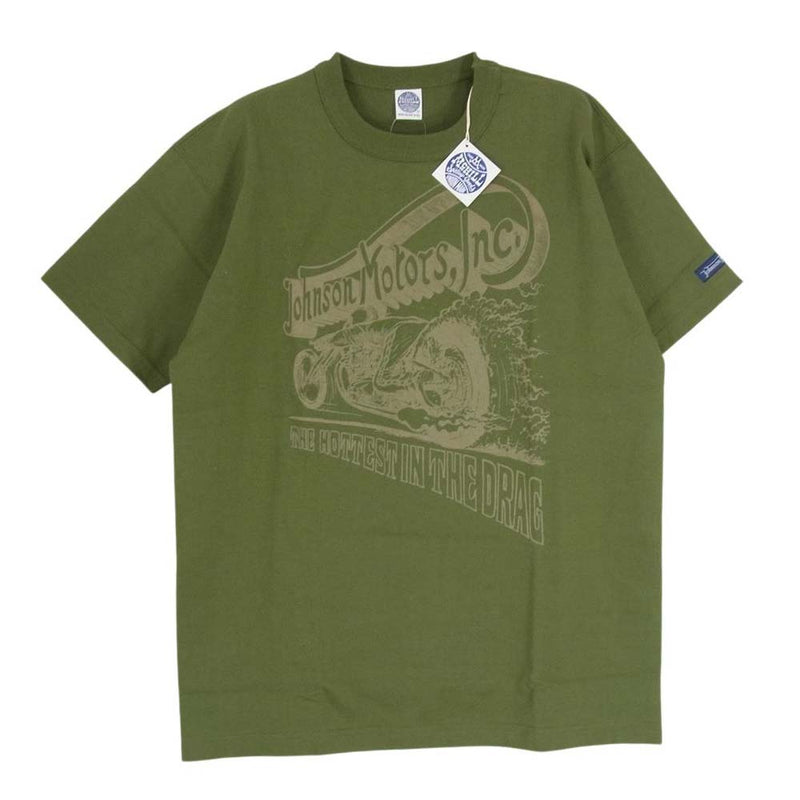 TOY'S McCOY トイズマッコイ JOHNSON MOTORS ジョンソンモータース ロゴ クルーネック 半袖 Tシャツ カーキ系 M【中古】