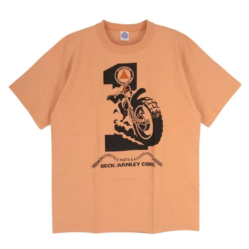 TOY'S McCOY トイズマッコイ BECK ベック ロゴ プリント クルーネック 半袖 Tシャツ オレンジ系 M【美品】【中古】