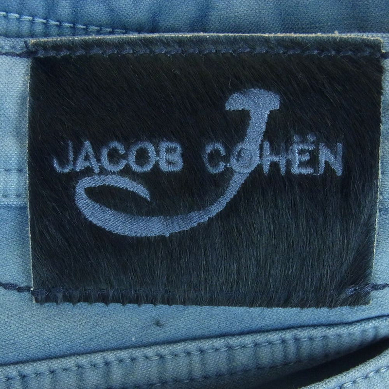 JACOB COHEN ヤコブコーエン J622 COMF 国内正規品 ハラコパッチ ボタンフライ ストレート ストレッチ カラー パンツ ブルー系 29【中古】