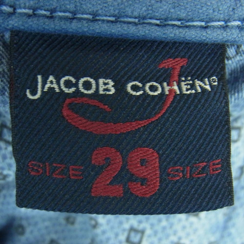 JACOB COHEN ヤコブコーエン J622 COMF 国内正規品 ハラコパッチ ボタンフライ ストレート ストレッチ カラー パンツ ブルー系 29【中古】