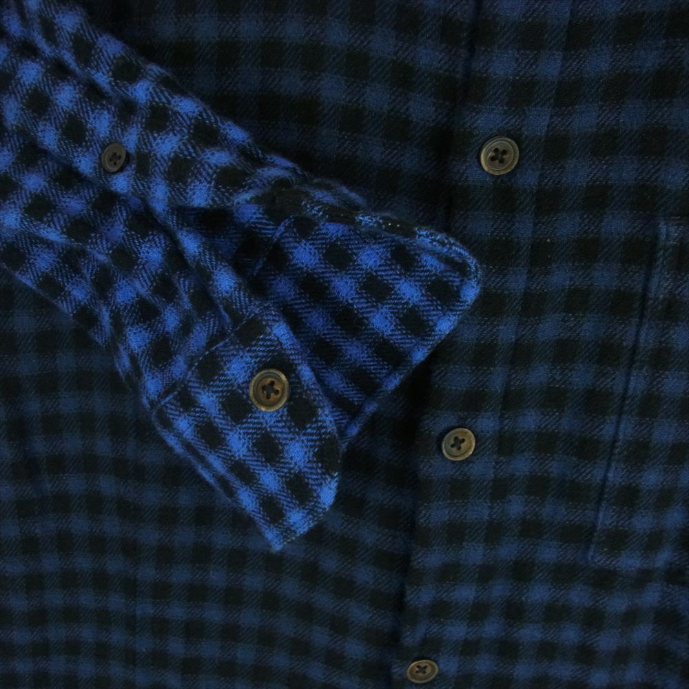 DIESEL ディーゼル BLACK GOLD ウール グラデーション チェック 長袖 シャツ イタリア製 ブルー系 44【中古】