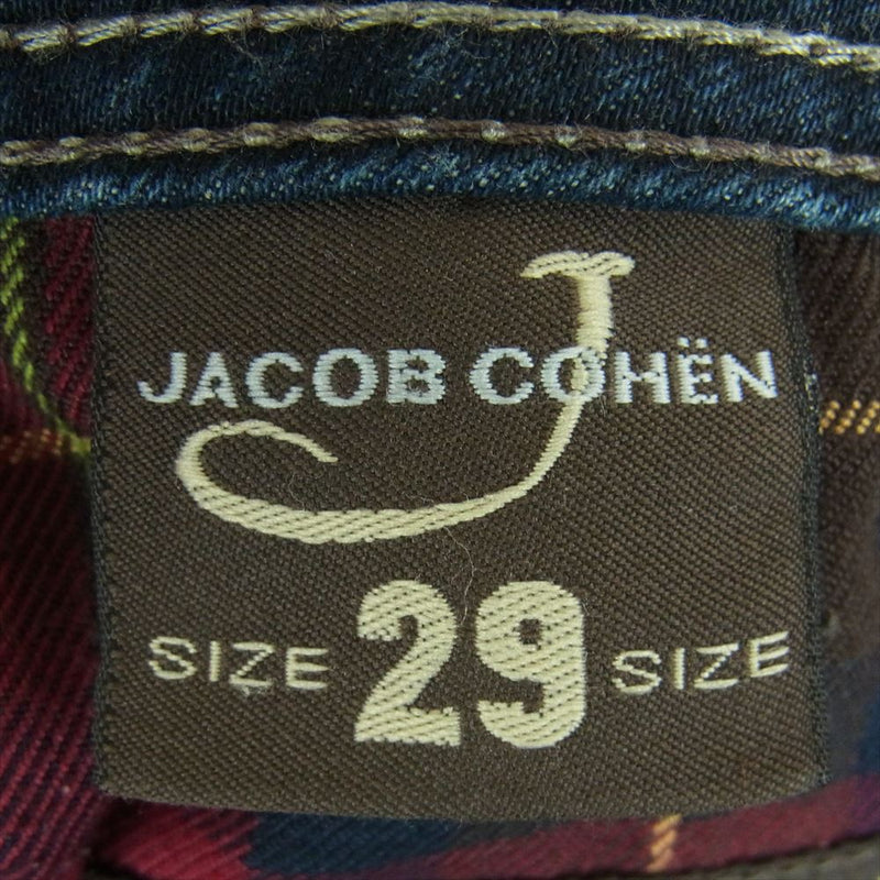 JACOB COHEN ヤコブコーエン PW622 国内正規品 ハラコパッチ ボタンフライ ストレート デニム パンツ インディゴブルー系 29【中古】