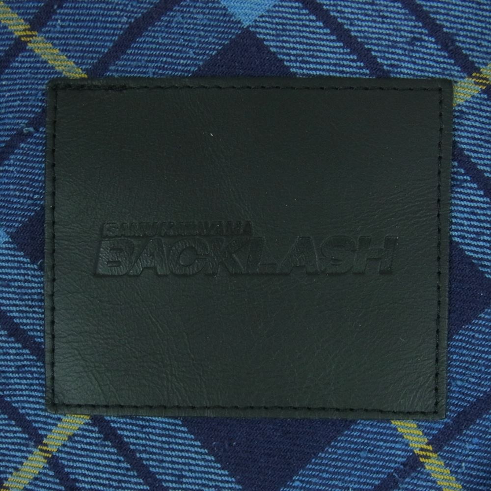 ISAMUKATAYAMA BACKLASH イサムカタヤマバックラッシュ 1592-01 SCACHI シルク コットン チェック ジャパンカーフ白鞣し 製品洗い 長袖 シャツ ブルー系 S【中古】