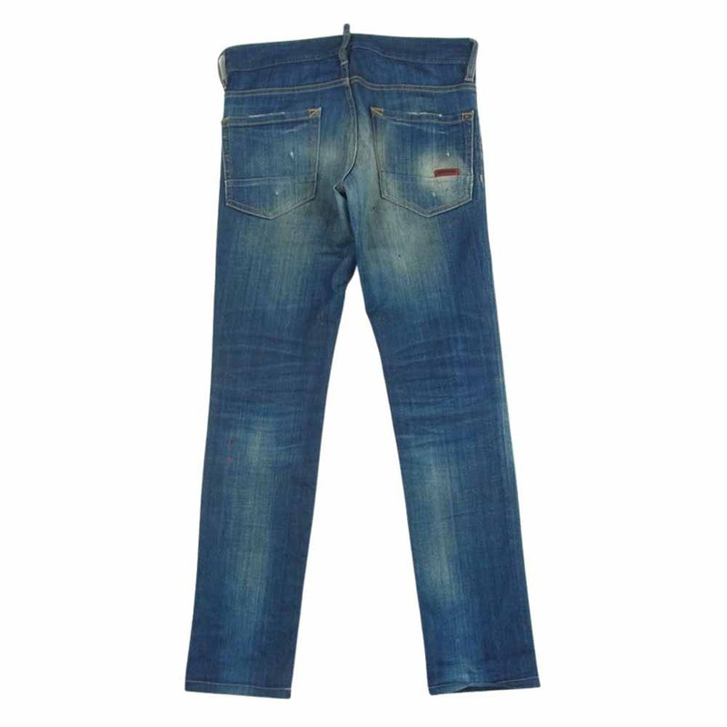 DSQUARED2 ディースクエアード S74LA0696 スタッフインターナショナルタグ PAINT DENIM STRETCH JEAN ペイント加工 ストレッチ ジーンズ デニム パンツ インディゴブルー系 42【中古】