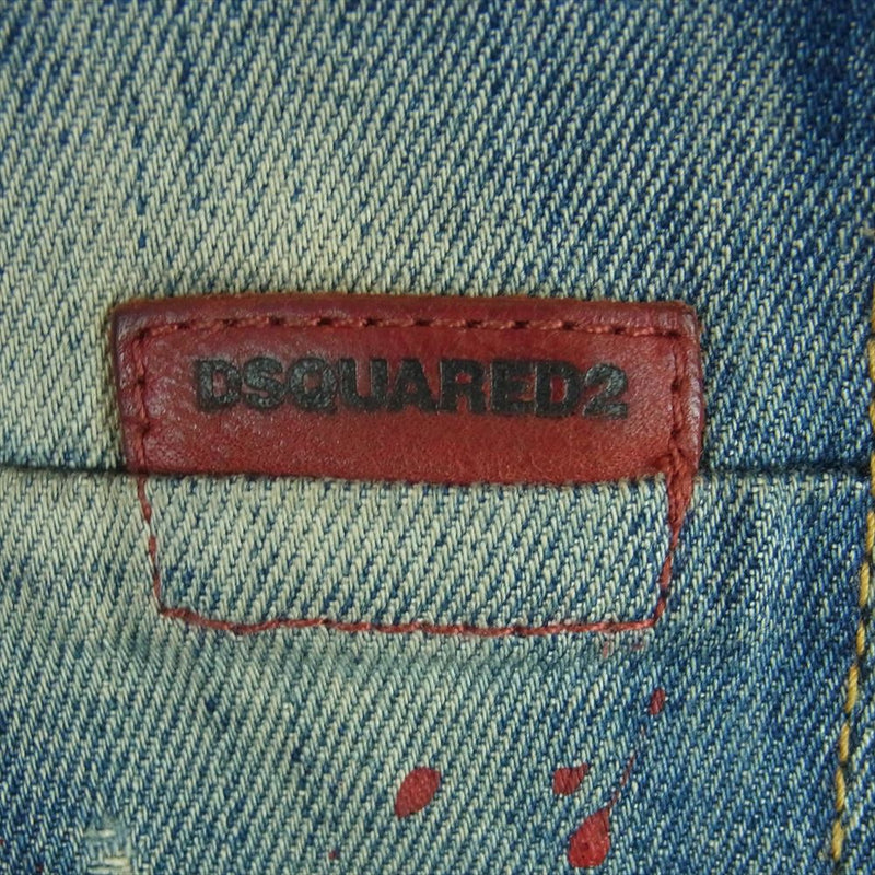 DSQUARED2 ディースクエアード S74LA0696 スタッフインターナショナルタグ PAINT DENIM STRETCH JEAN ペイント加工 ストレッチ ジーンズ デニム パンツ インディゴブルー系 42【中古】