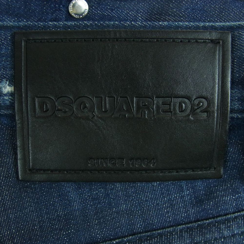 DSQUARED2 ディースクエアード S74LB0837 S30342 スタッフインターナショナルタグ SKATER JEAN スケーター ジーンズ ダメージ ペンキ 加工 サイドジッパー デニム パンツ インディゴブルー系 42【中古】