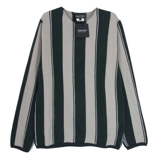 COMME des GARCONS HOMME DEUX コムデギャルソンオムドゥ DM-N504-051 ストライプ カットソー ニット グリーン系 S【新古品】【未使用】【中古】