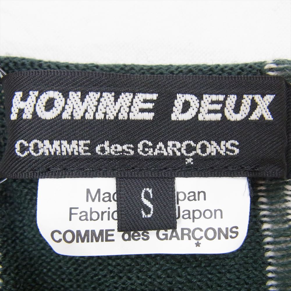 COMME des GARCONS HOMME DEUX コムデギャルソンオムドゥ DM-N504-051 ストライプ カットソー ニット グリーン系 S【新古品】【未使用】【中古】