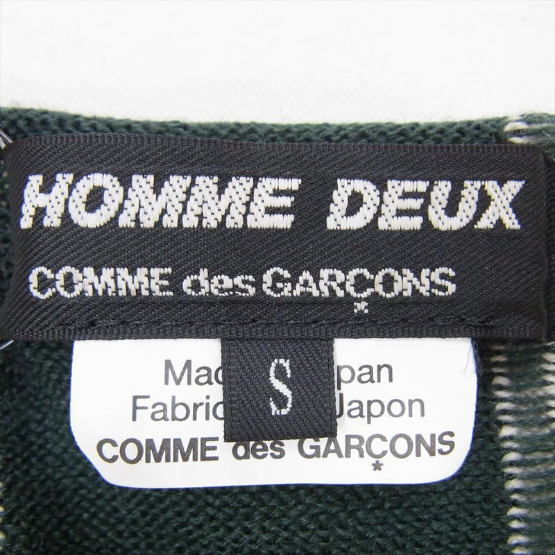 COMME des GARCONS HOMME DEUX コムデギャルソンオムドゥ DM-N504-051  ストライプ カットソー ニット グリーン系 S【新古品】【未使用】【中古】