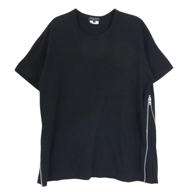 COMME des GARCONS HOMME PLUS コムデギャルソンオムプリュス 21SS PG-T019 サイドジップ 半袖 クルーネック カットソー Tシャツ ブラック系 M【中古】