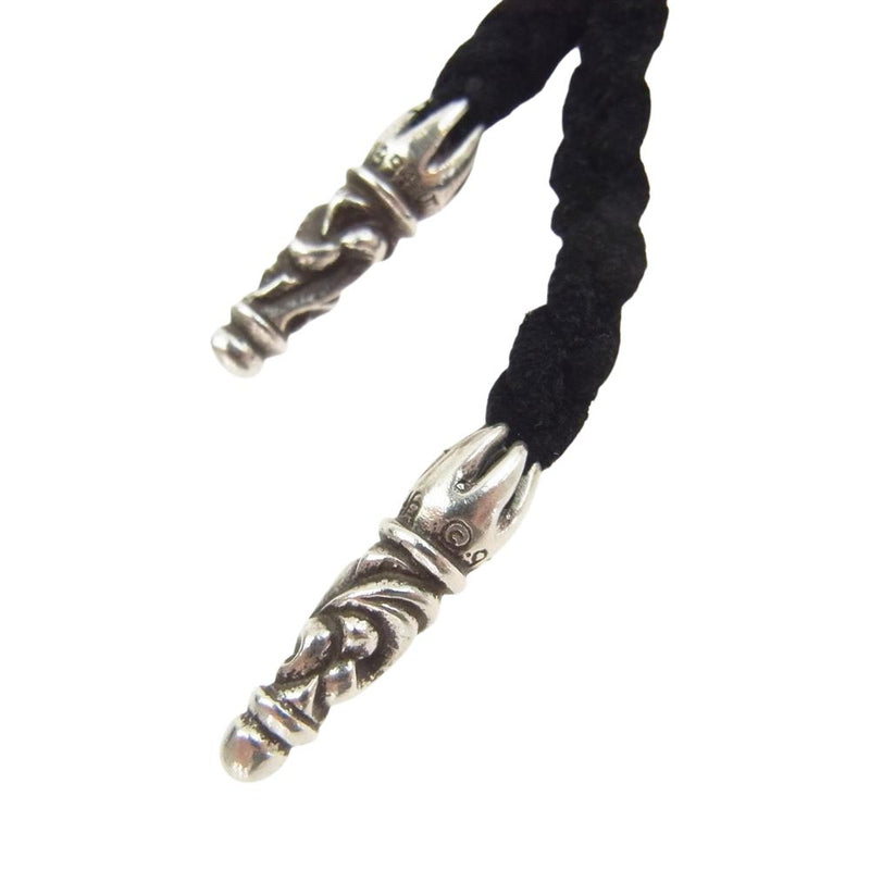 CHROME HEARTS クロムハーツ（原本無） LEATHER BRAID スクロールチップ レザー ブレード ブレイド ネックレス ブラック系 シルバー系【中古】