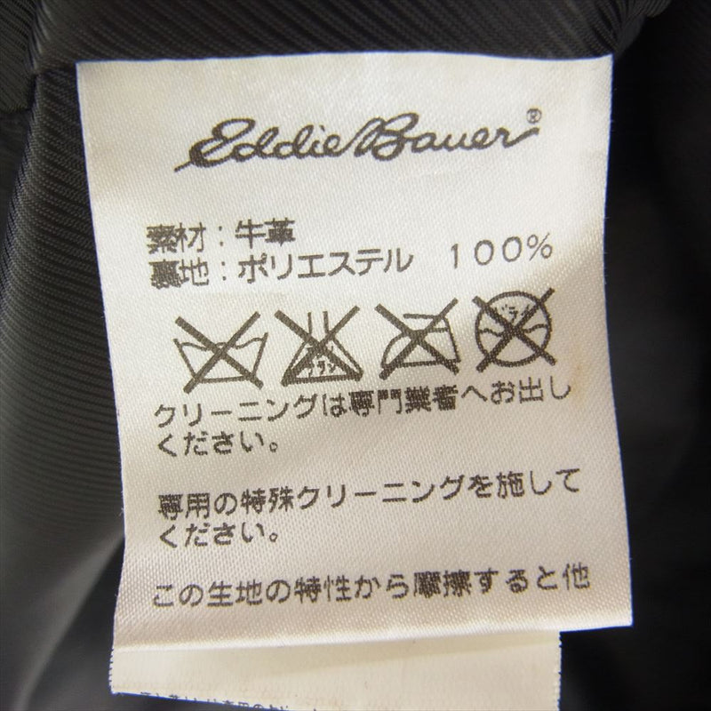 Eddie Bauer エディー・バウアー スタンドカラー シングルライダース レザー ジャケット ダークブラウン系 XL【中古】