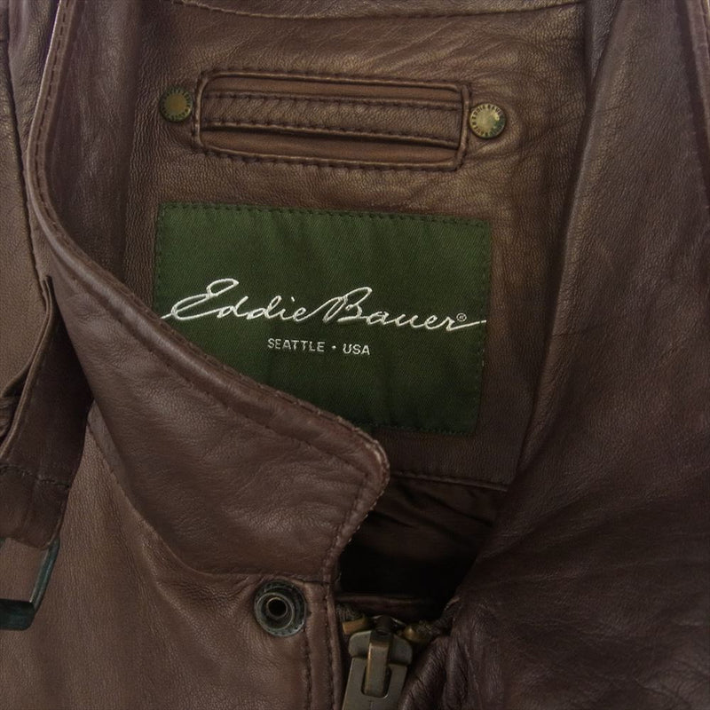 Eddie Bauer エディー・バウアー 001-4737 ラムレザー モーターサイクル ジャケット ブルゾン ブラウン系 XL【中古】