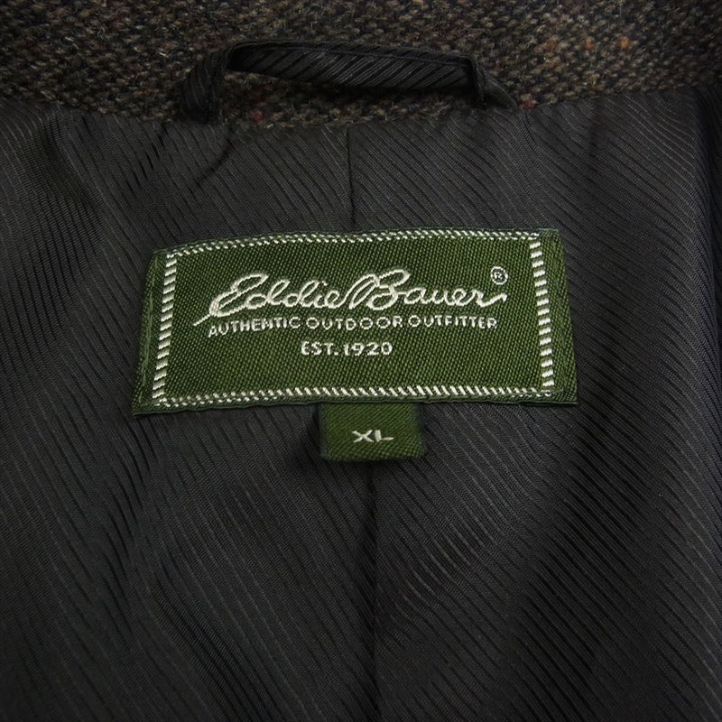 Eddie Bauer エディー・バウアー ウール混 ツイード 2B シングル テーラード ジャケット ブラウン系 XL【中古】