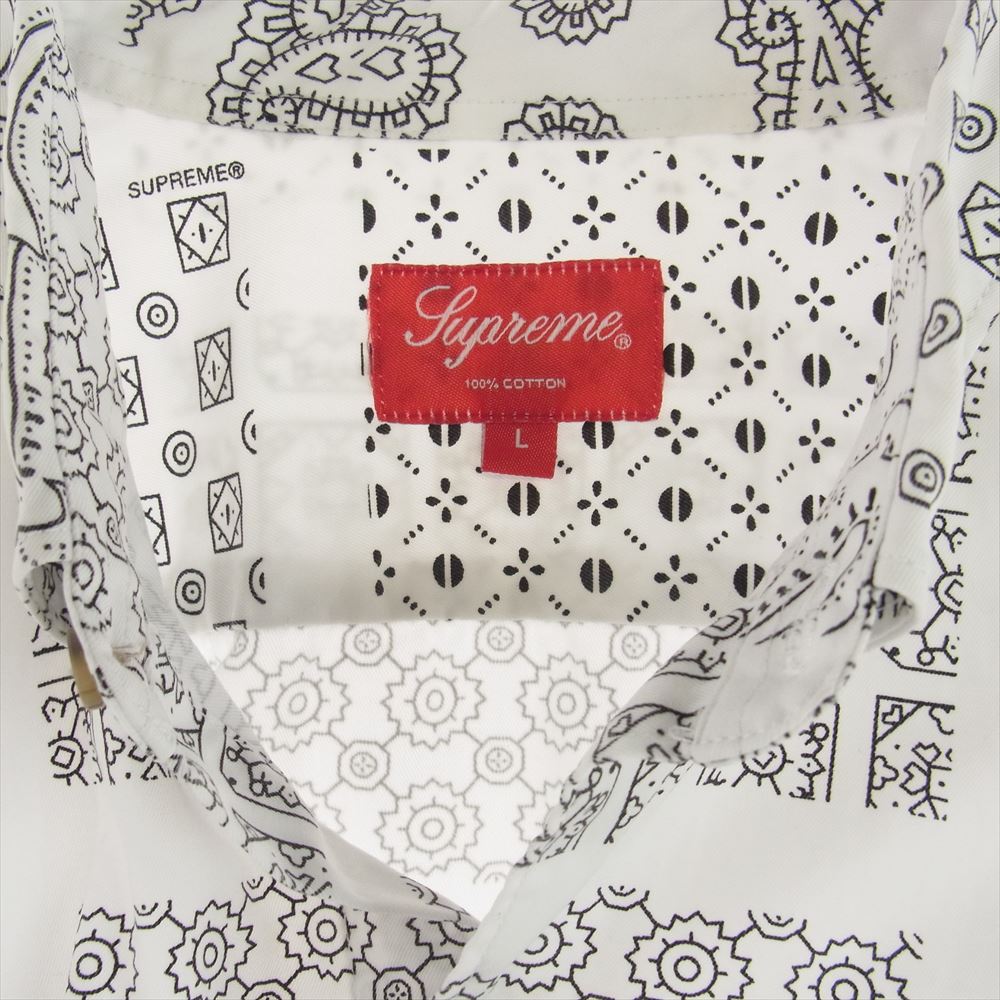 Supreme シュプリーム 20SS Paisley Grid Shirt ペイズリー 長袖 シャツ ホワイト系 L【中古】