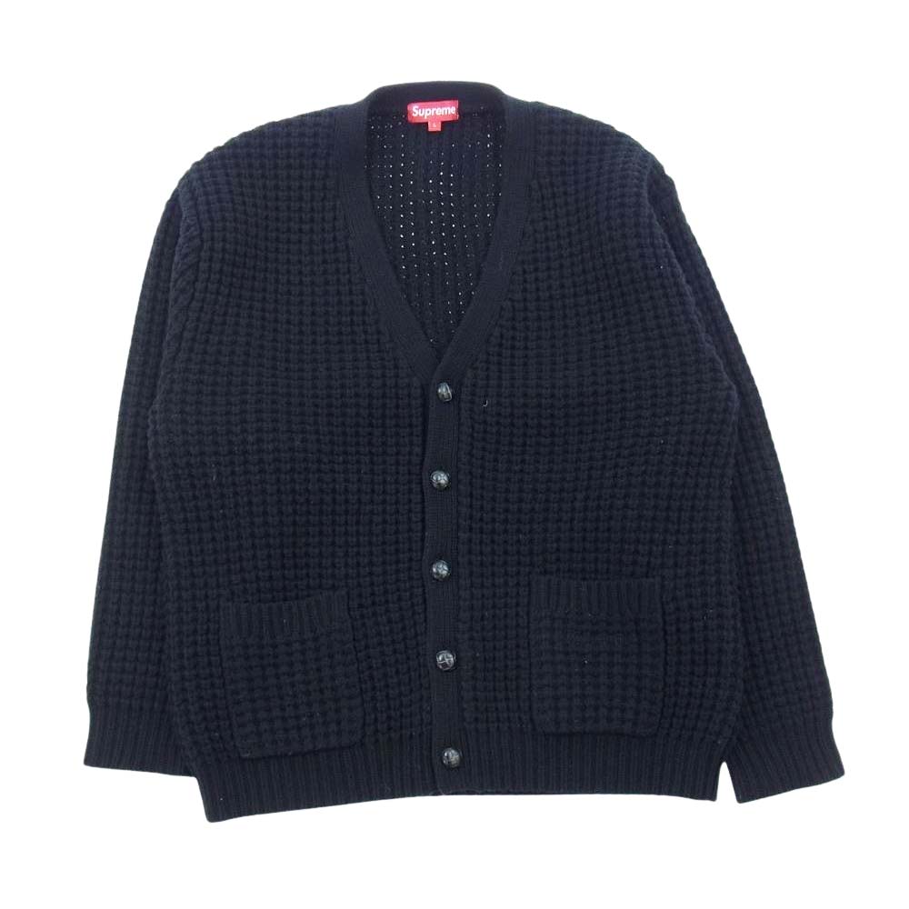 Supreme シュプリーム 21AW Waffle Knit Cardigan ワッフル ニット カーディガン ブラック系 L【中古】