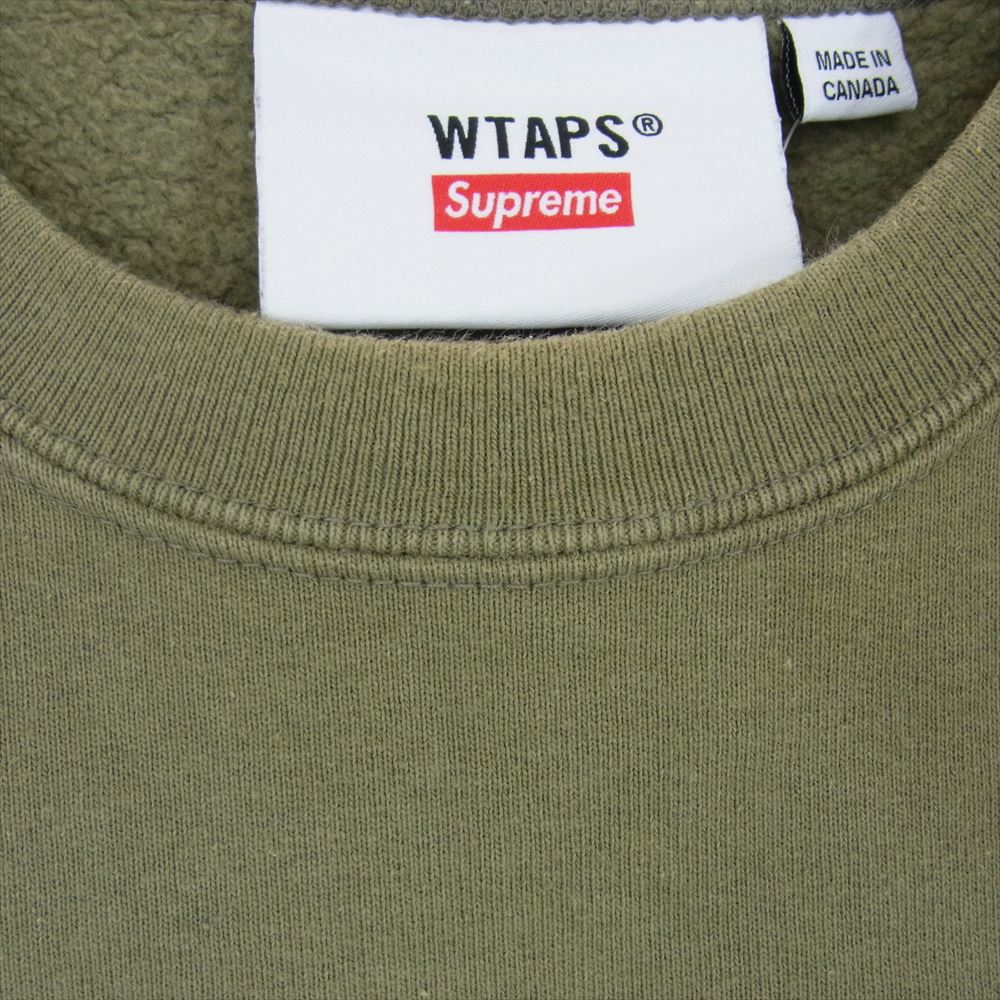 Supreme シュプリーム 21AW × WTAPS CREWNECK ダブルタップス ロゴプリント クルーネック スウェット トレーナー カーキ系 M【中古】