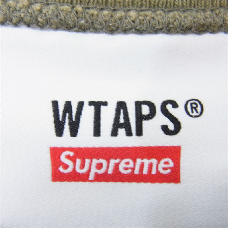 Supreme シュプリーム 21AW × WTAPS CREWNECK ダブルタップス ロゴプリント クルーネック スウェット トレーナー カーキ系 M【中古】