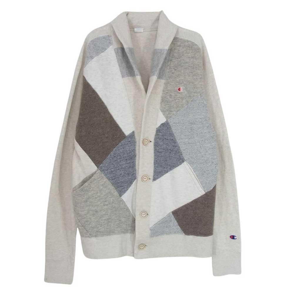 Champion チャンピオン CHS2050 nanamica ナナミカ 別注 パッチワーク 再構築 スウェット カーディガン オフホワイト系 L【中古】