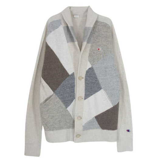 Champion チャンピオン CHS2050 nanamica ナナミカ 別注 パッチワーク 再構築 スウェット カーディガン オフホワイト系 L【中古】
