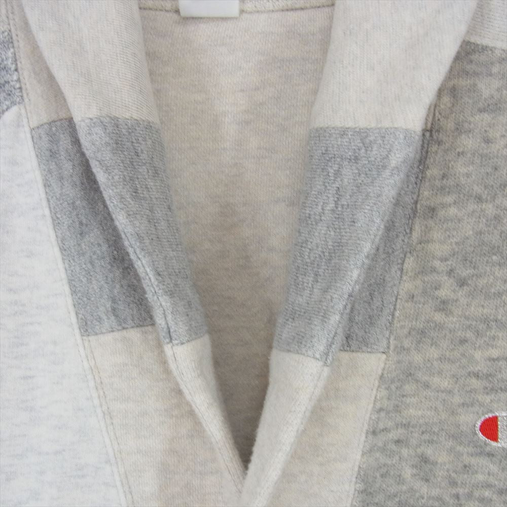 Champion チャンピオン CHS2050 nanamica ナナミカ 別注 パッチワーク 再構築 スウェット カーディガン オフホワイト系 L【中古】
