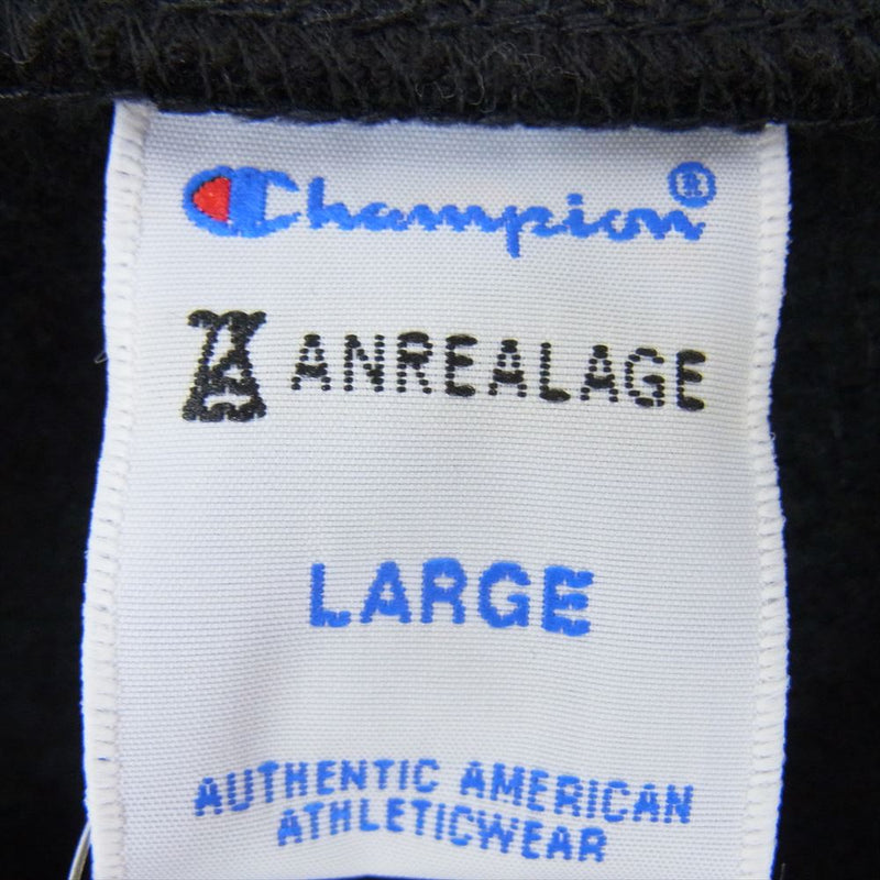 ANREALAGE アンリアレイジ C8-W050 × Champion チャンピオン ZIP SWEATSHIRT フルジップ スウェットシャツ ロゴ刺繍 パッチワーク 再構築 ブルゾン ジャケット ブラック系 L【新古品】【未使用】【中古】