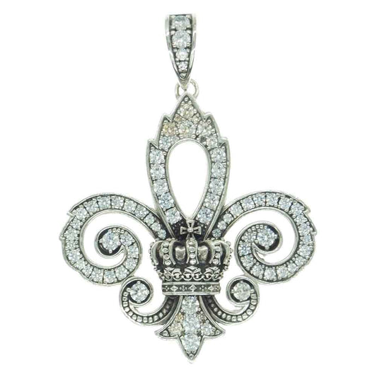 Justin Davis ジャスティンデイビス SPJ282 SPARKLING F.D.L スパークリング クラウン ネックレス ペンダント トップ シルバー系【中古】